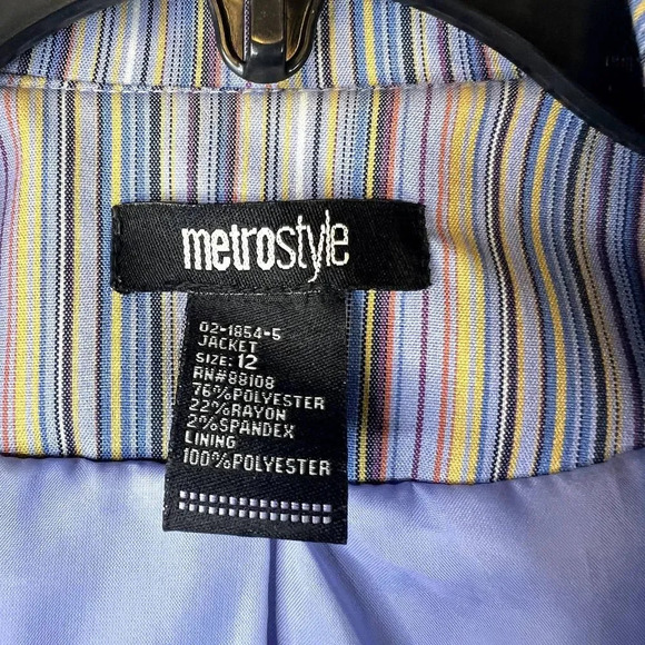 Metrostyle Colorful Striped Blazer Jacket Size 12‎ - Picture 8 of 10